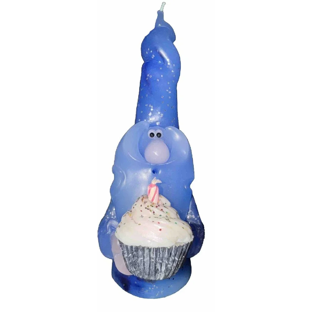 Vintage Northern Lights Candle Wizard Blue Birthday‎ Cupcake Artist Signed